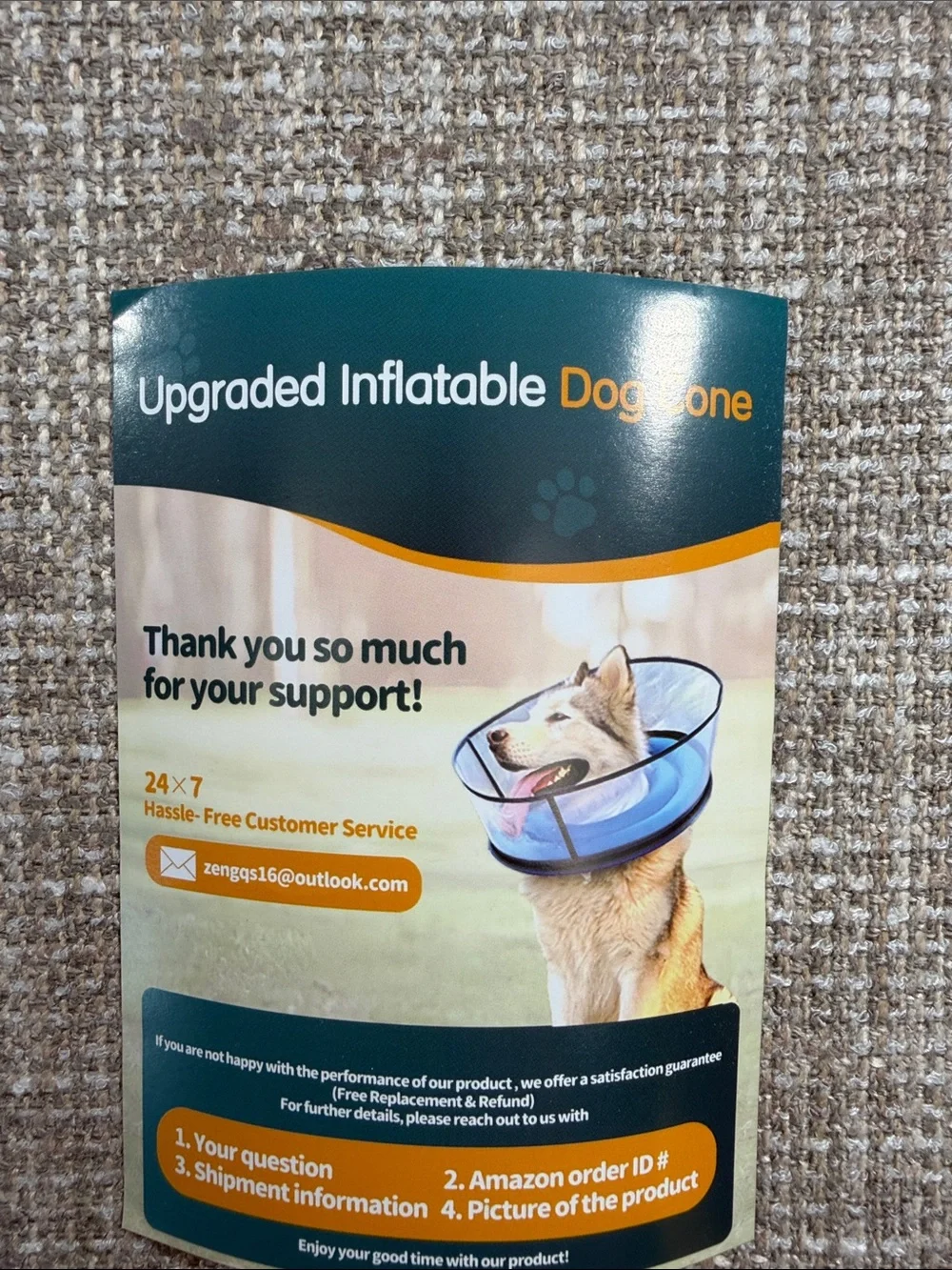 Upgraded Inflatable Dog Cone - Blue large